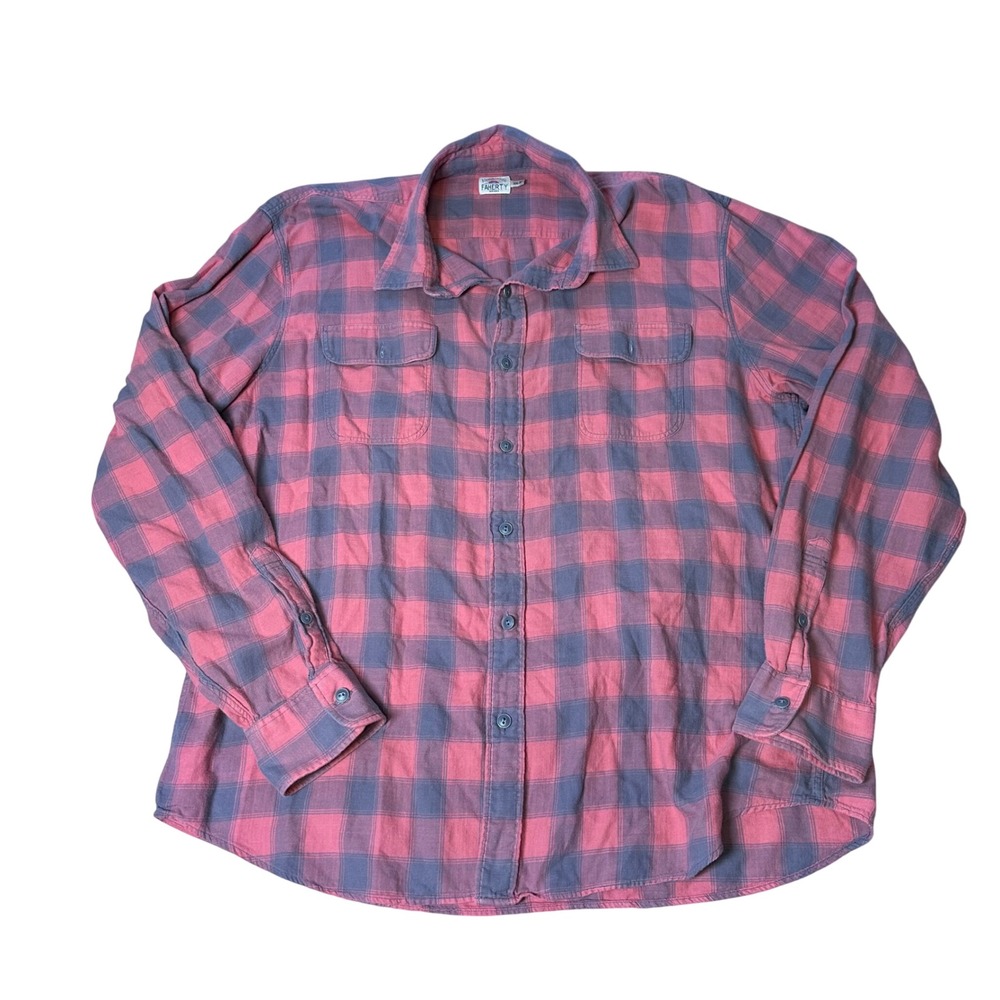 Faherty Brand Mens XXL Red Blue Buffalo Check Plaid Flannel Button Down Shirt
